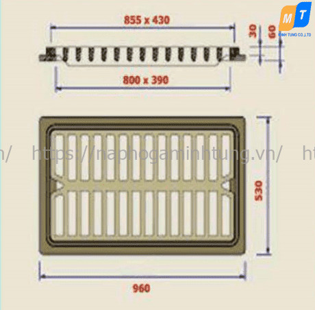 Bản vẽ autocad song chắn rác gang xám có khung