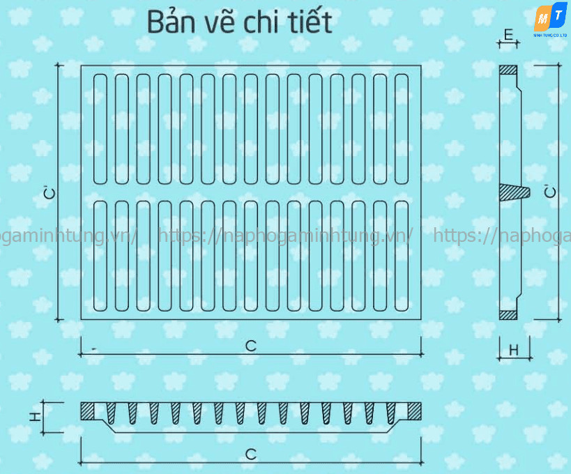 Bản vẽ chi tiết song ngăn rác composite không khung