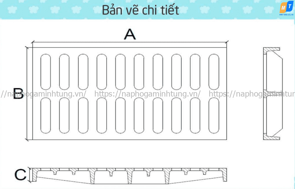 Bản vẽ song chắn rác gang cầu không khung
