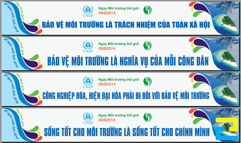 Băng rôn bảo vệ môi trường thông thường sẽ chứa những thông điệp tuyên truyền bảo vệ môi trường, những hình ảnh minh họa,...