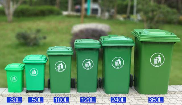 Bảng tham khảo kích thước và dung tích các loại thùng rác có nắp thông dụng