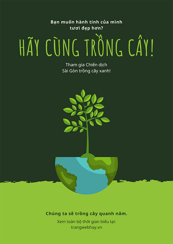 Bảo vệ môi trường poster tập trung vào đất đai, với hình ảnh bàn tay đang nâng niu cây xanh trên nền đất khô cằn, nhấn mạnh sự màu mỡ cần được bảo vệ