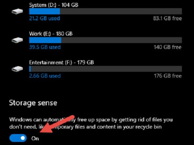 Bật Storage Sense để laptop tự động quản lý và dọn dẹp file rác định kỳ