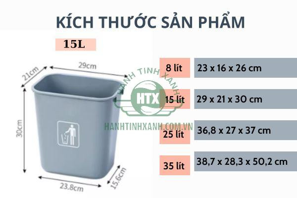 Biểu đồ kích thước đa dạng của sọt đựng rác nhựa, giúp lựa chọn phù hợp cho mọi không gian văn phòng