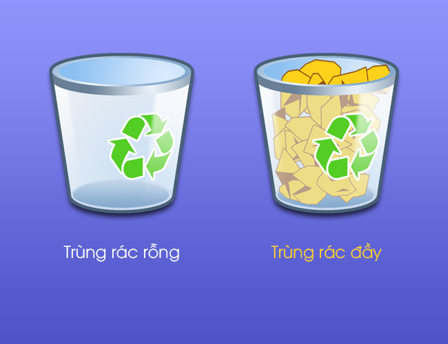 Biểu tượng thùng rác máy tính trên Windows, minh họa khái niệm Recycle Bin