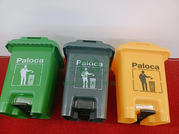 Bộ ba thùng rác đạp chân 60L màu xanh, vàng, ghi từ Paloca