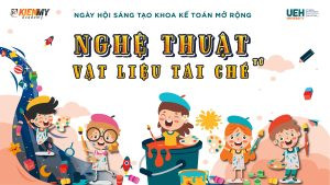 Các em nhỏ và thầy cô tham gia ngày hội sáng tạo từ vật liệu tái chế