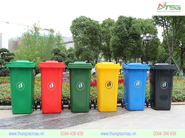 Các màu sắc phổ biến của thùng rác nhựa 240 lít trên thị trường Việt Nam