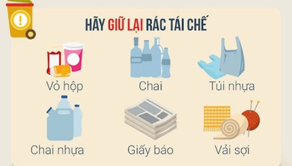 Các sản phẩm như chai nhựa, lon nhôm, giấy vụn là điển hình của rác vô cơ có thể tái chế