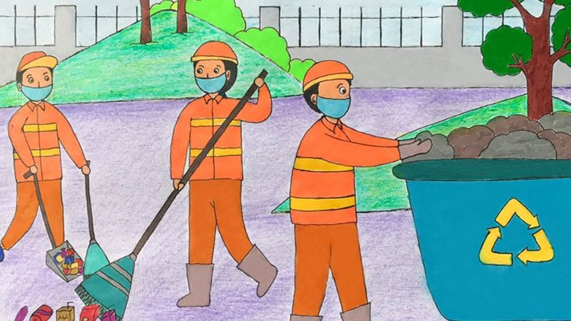 Cách vẽ tranh bảo vệ môi trường: Tranh mẫu các loại rác thải có thể tái chế
