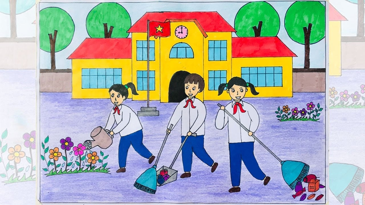 Cách vẽ tranh bảo vệ môi trường: Tranh mẫu chung tay bảo vệ hành tinh