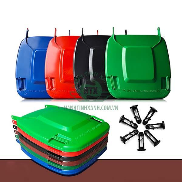 Cận cảnh nắp thùng rác làm từ nhựa HDPE nguyên sinh, chống chịu thời tiết khắc nghiệt