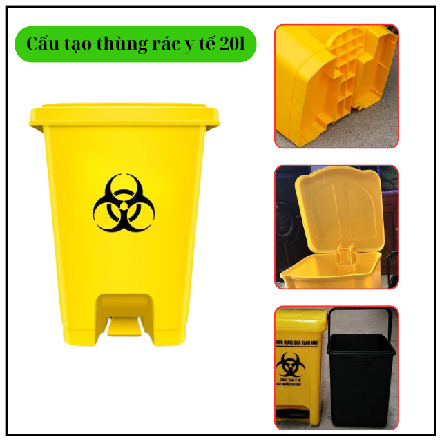 Cấu tạo chi tiết của thùng rác 20 lít có đạp chân