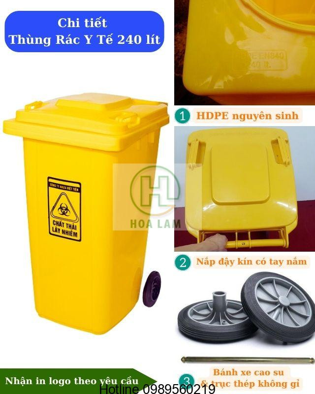 Cấu tạo thùng rác y té 240 lít