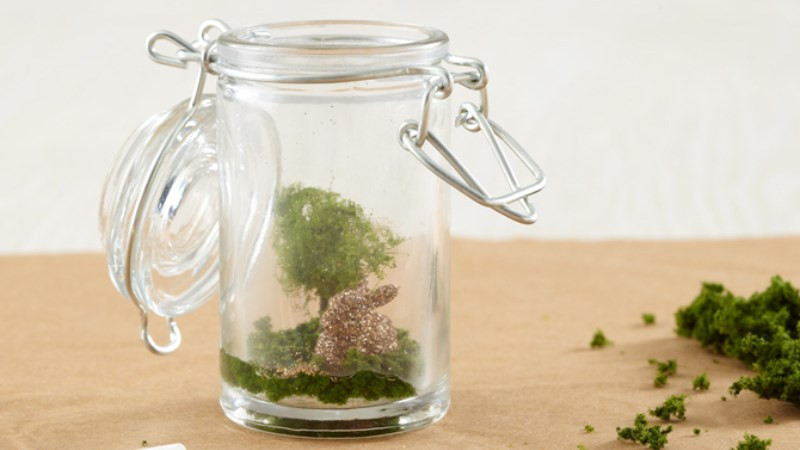 Chậu cây mini dễ thương làm từ lọ thủy tinh nhỏ đã qua sử dụng