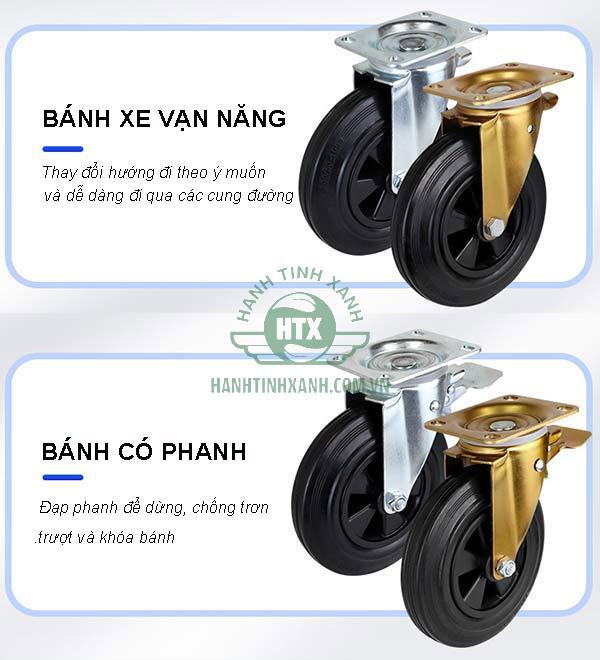 Chi tiết bánh xe dành cho thùng rác nhựa 660 lít