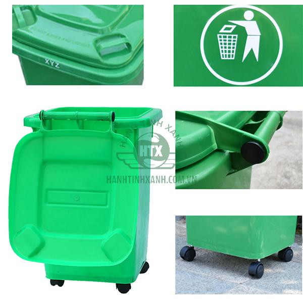 Chi tiết thùng rác 60 lít công cộng Paloca