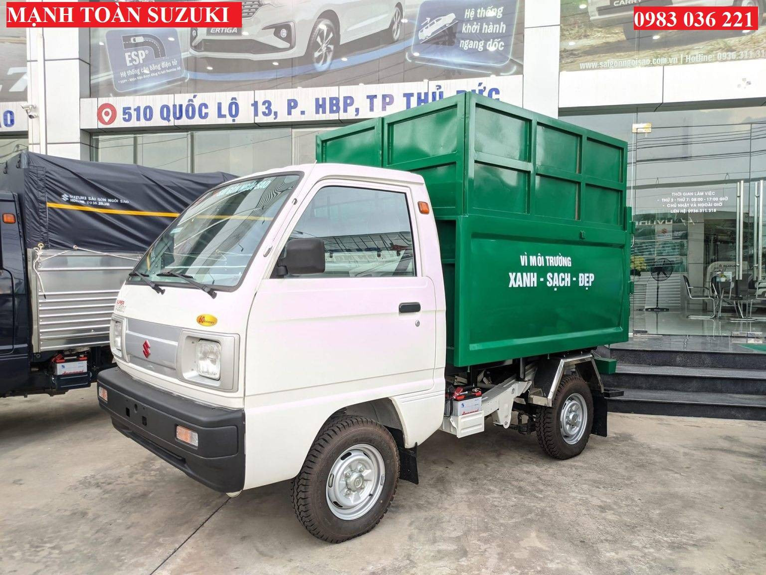 Chi tiết thùng xe chở rác Suzuki 500kg với vật liệu Inox 304