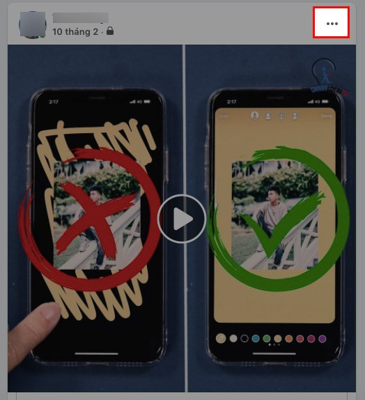 Chọn bài viết và biểu tượng ba dấu chấm trên Facebook máy tính