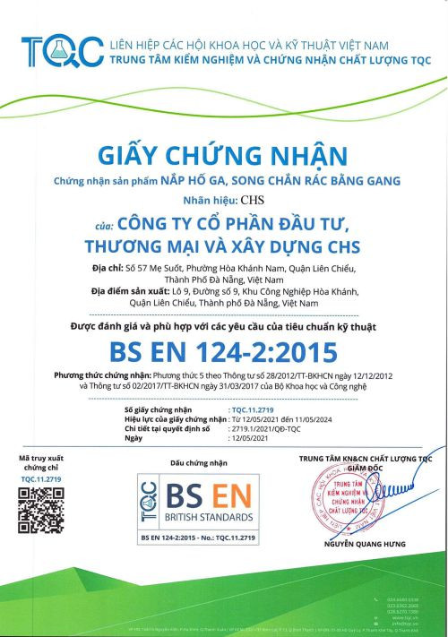 Chứng nhận tiêu chuẩn ISO cho lưới chắn rác bằng gang