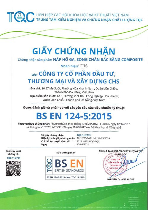 Chứng nhận tiêu chuẩn ISO cho lưới chắn rác composite