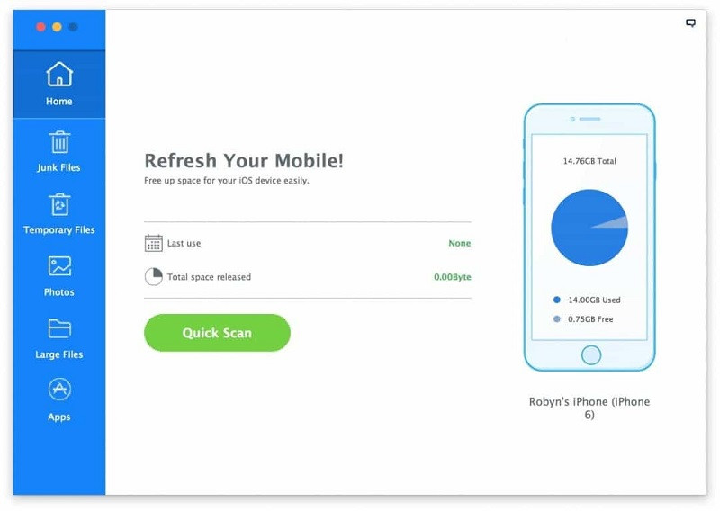 Giao diện phần mềm iMyfone Umate trên máy tính, hỗ trợ dọn dẹp và quản lý dữ liệu cho iPhone hiệu quả