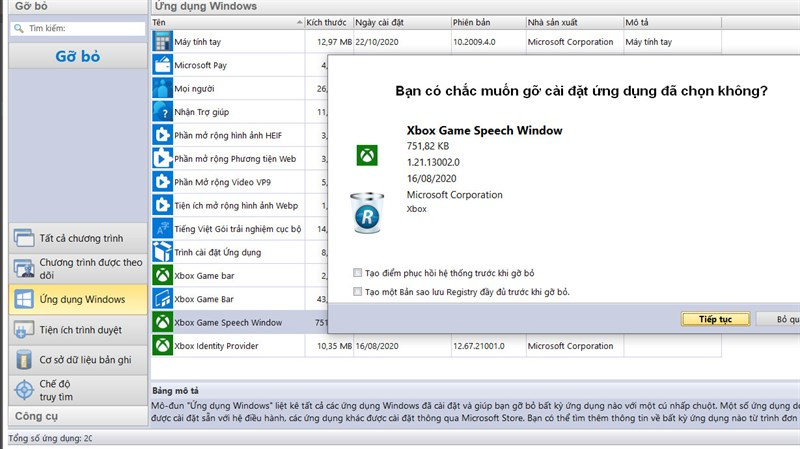 Gỡ bỏ ứng dụng mặc định của Windows bằng Revo Uninstaller