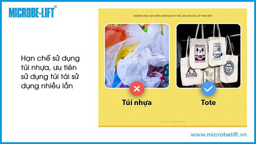 Hạn chế sử dụng túi nhựa, ưu tiên sử dụng túi tái sử dụng nhiều lần.