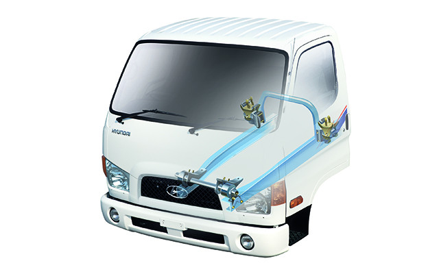 Hệ thống giảm sốc treo cabin bán nổi của xe ép rác Hyundai