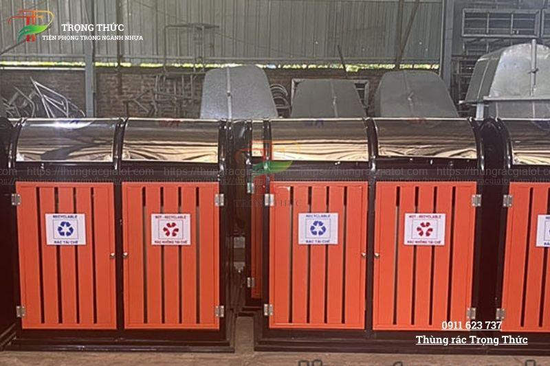 Hệ thống thùng rác inox phân loại rác hiệu quả