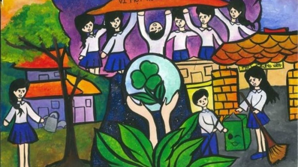 Hình ảnh cộng đồng cùng nhau bảo vệ môi trường, dọn dẹp và trồng cây xanh
