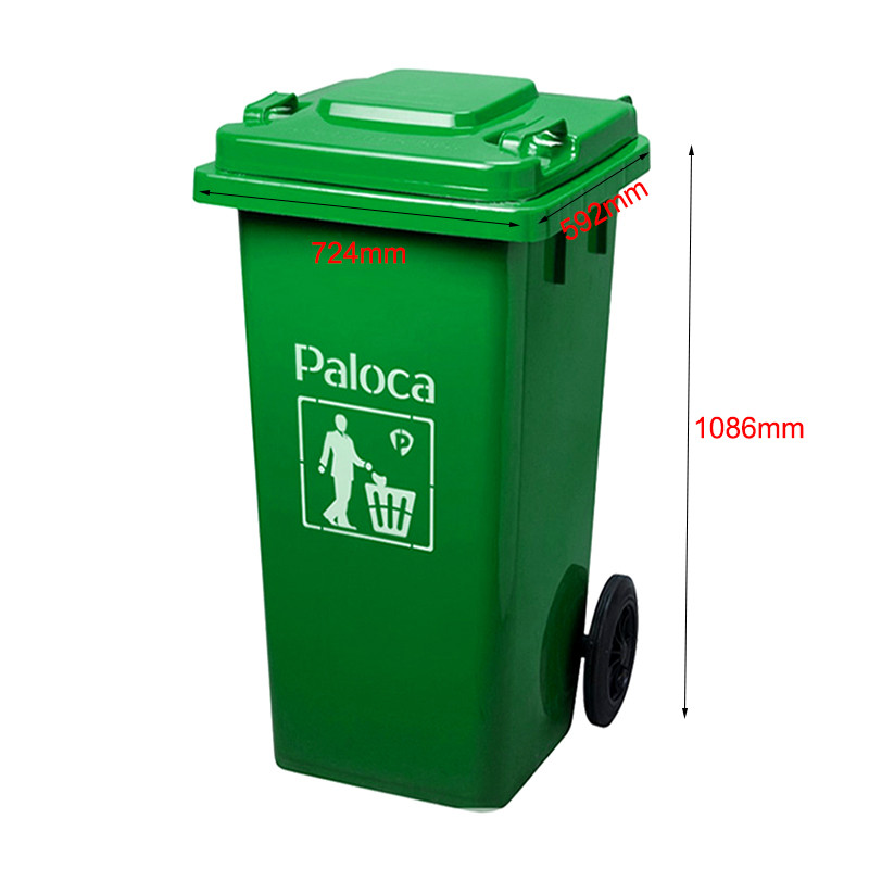 Hình ảnh minh họa kích thước thùng rác 240l nhựa HDPE tiêu chuẩn, phù hợp cho việc thu gom và phân loại rác thải sinh hoạt và công nghiệp.