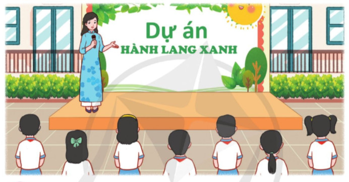 Học sinh lắng nghe giới thiệu về dự án Hành lang xanh trong lớp học