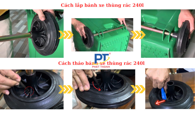 Hướng dẫn lắp đặt bánh xe cho thùng rác nhựa 240l dễ dàng
