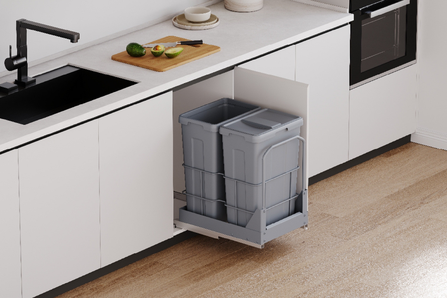 Hướng dẫn lắp đặt thùng rác âm tủ