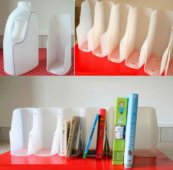 Kệ sách từ can nhựa tái chế