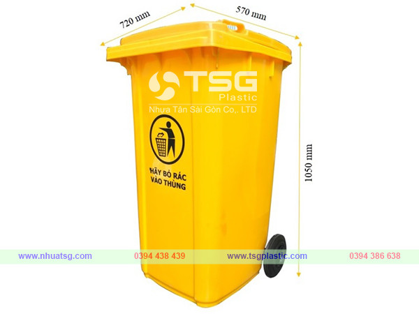Kích thước tiêu chuẩn của thùng rác nhựa HDPE 240 lít trên thị trường