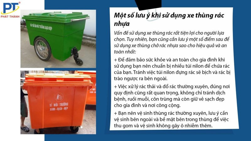 Lưu ý khi sử dụng xe thùng rác nhựa 