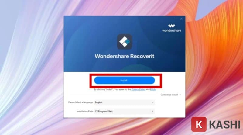 Màn hình cài đặt phần mềm Wondershare Recoverit, một bước trong quy trình quản lý file toàn diện, bao gồm cả việc hiểu về cách xóa file rác trong Excel hiệu quả.
