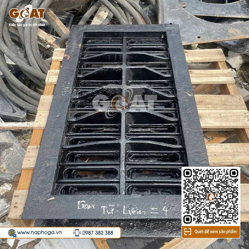 Mặt sau của bộ song chắn rác 960x530 gang cầu
