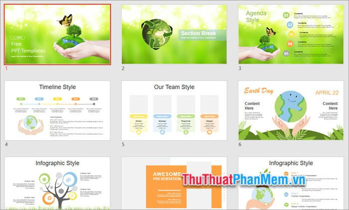 Mẫu PowerPoint bảo vệ môi trường kêu gọi hành động chung tay giảm rác thải nhựa
