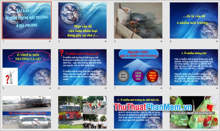 Mẫu PowerPoint bảo vệ môi trường về thực trạng và giải pháp cho vấn đề ô nhiễm môi trường