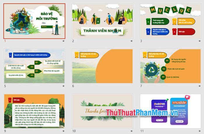 Mẫu PowerPoint chủ đề bảo vệ môi trường về giải pháp chống ô nhiễm không khí và nguồn nước