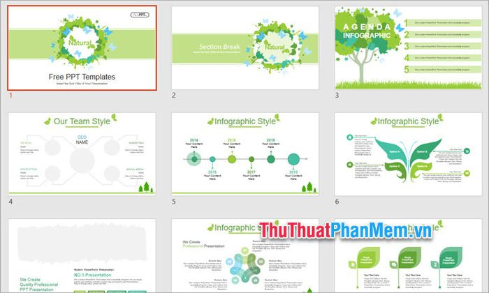 Mẫu PowerPoint thiết kế nền thiên nhiên tươi đẹp và đầy cảm hứng, khuyến khích sự gắn kết