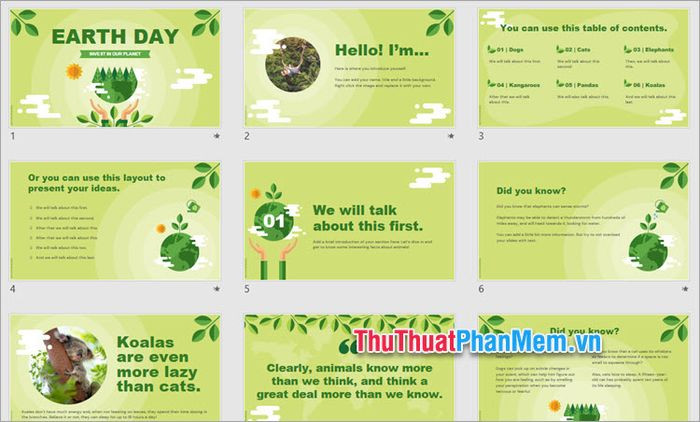 Mẫu PowerPoint về Ngày Trái Đất, kêu gọi hành động thiết thực vì một tương lai xanh