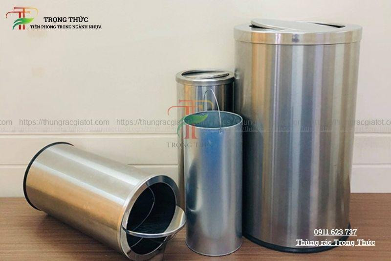 Mẫu thùng rác inox nắp lật tiện lợi