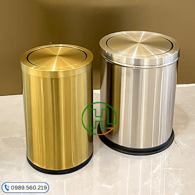 Mẫu thùng rác inox tròn nắp lật cao cấp