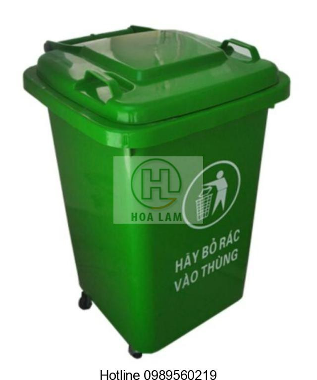 Mẫu thùng rác nhựa 60 lít có bánh xe của Hoa Lâm