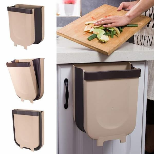 Mẫu thùng rác treo cánh tủ bếp có thể gấp gọn sau khi sử dụng, tiết kiệm diện tích hiệu quả.