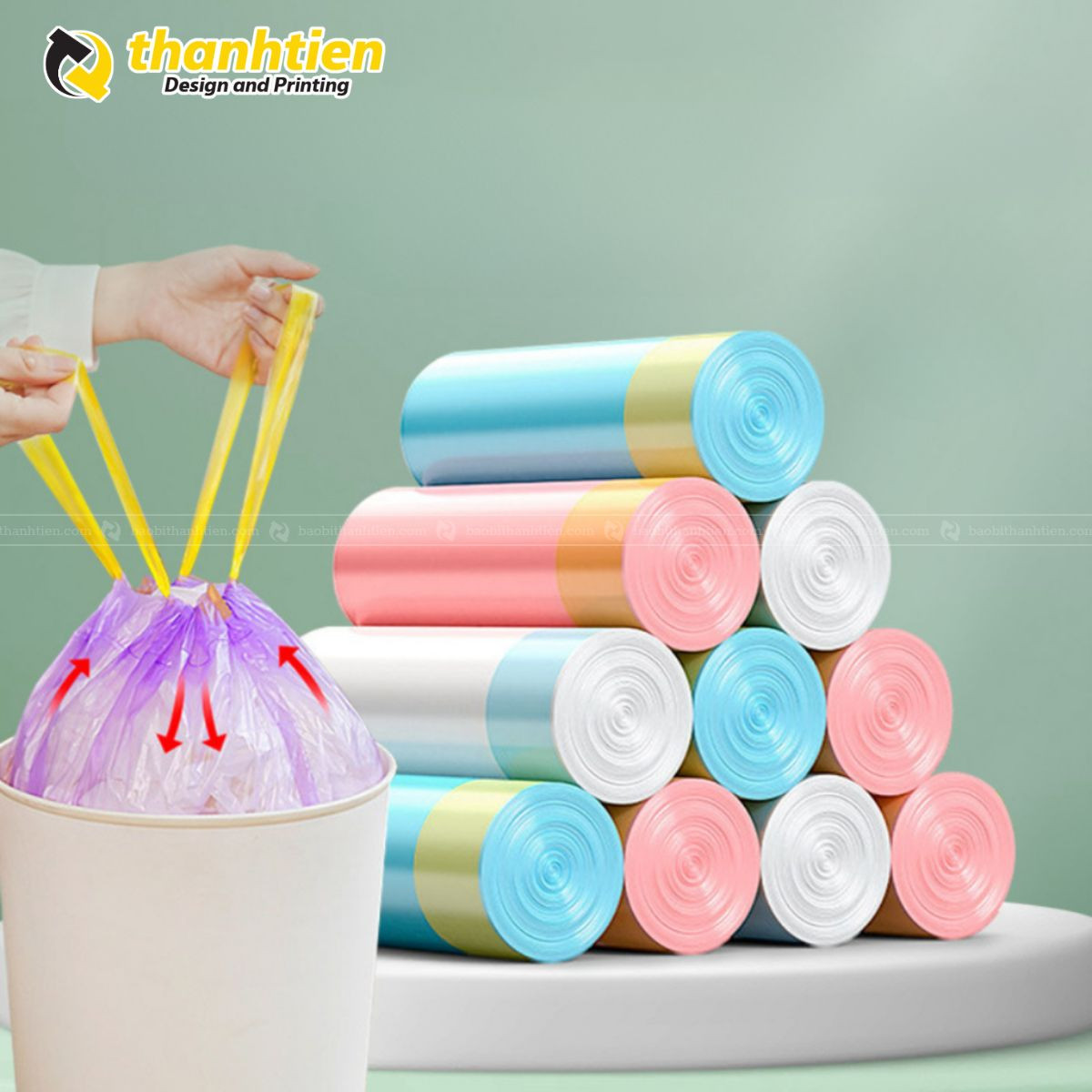 Mẫu túi đựng rác có dây rút chất lượng cao, bền chắc